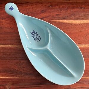 VINTAGE BLUE TULIP DIVIDED SERVING DISH